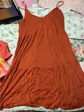 Double Zero Rust Orange Spaghetti Strap Mini Dress